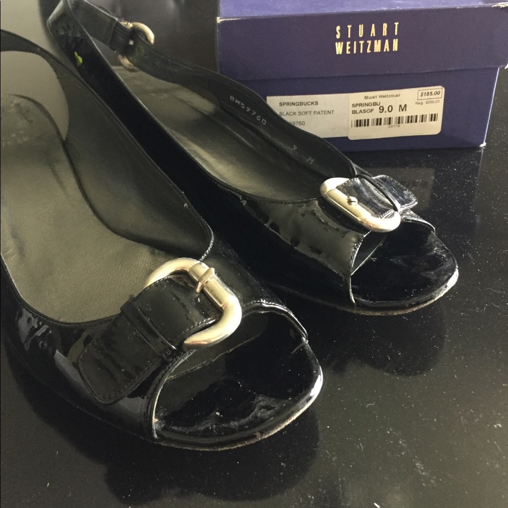 Stuart Weitzman size 9 black patent leather shoes